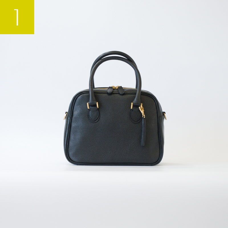 オリーブレザー 2wayミニボストンバッグ<br>color：Black
