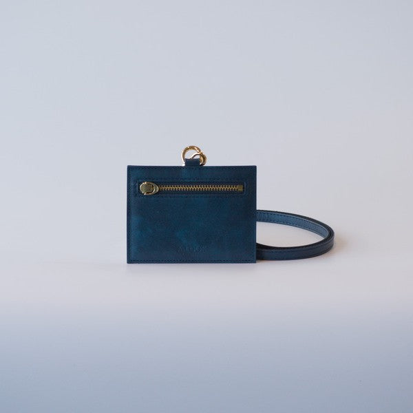 ムラ染めレザーのIDケース<br>color：Navy